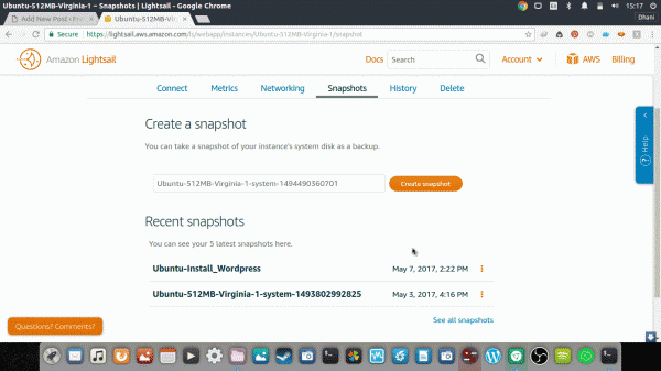 how to create snapshot on amazon lightsail