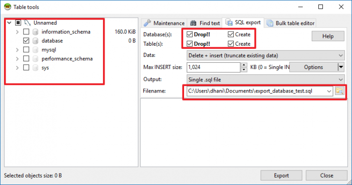 backup mysql database using heidisql