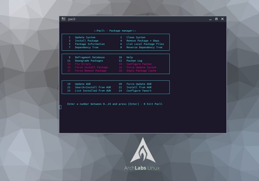 ArchLabs 2017-12 package manager