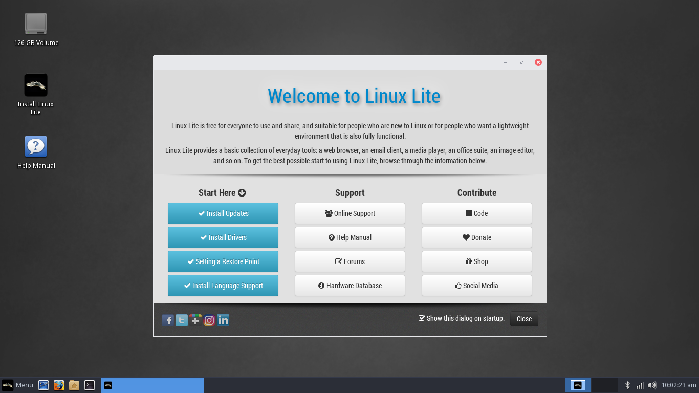 lnux lite 3.4 welcome.png