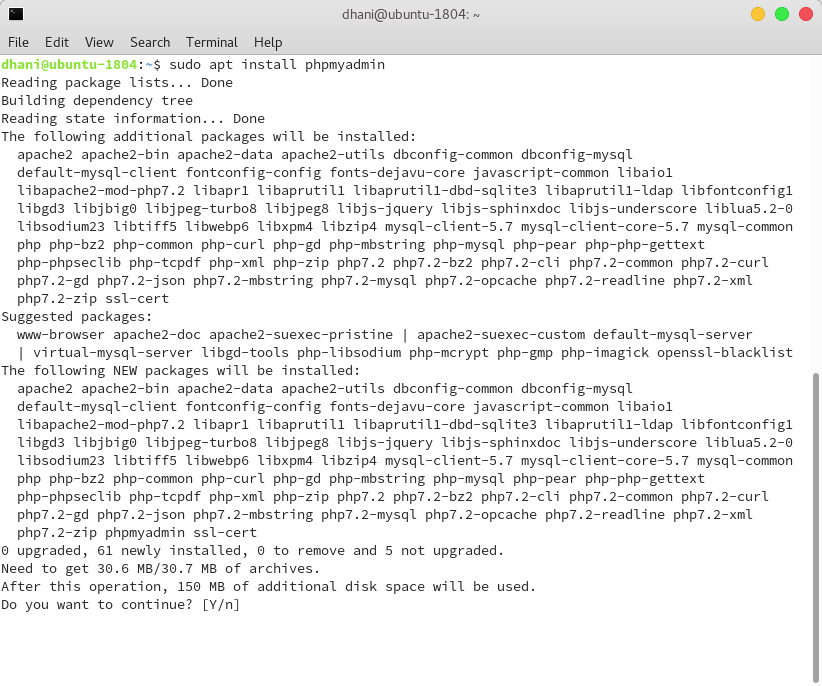 ubuntu 22.04 install phpmyadmin