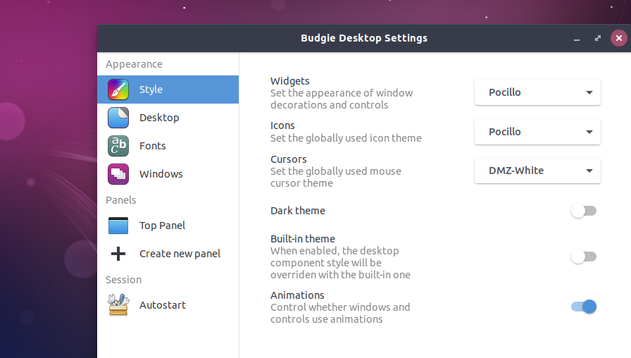 budgie desktop settings.png