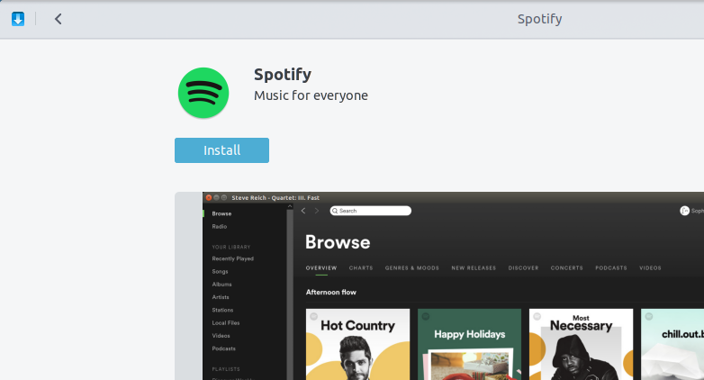 a windows store installation of spotify