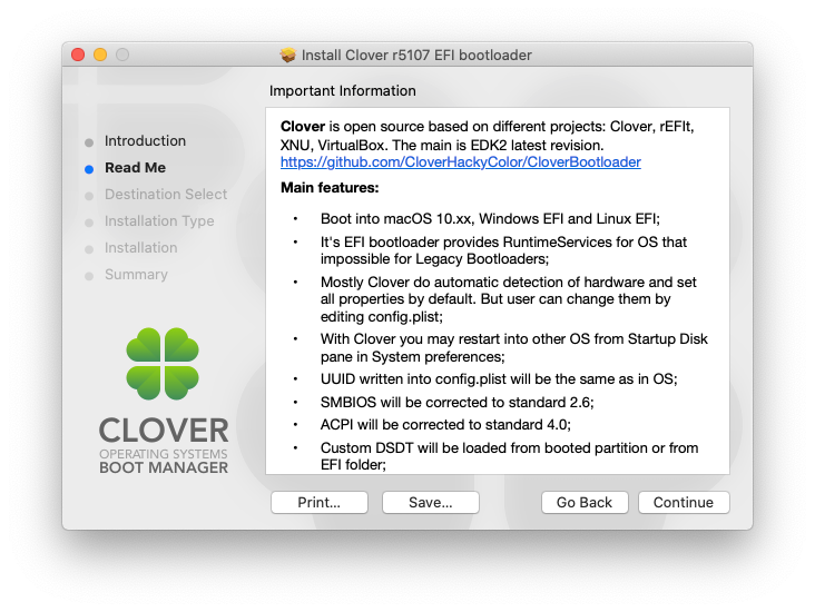 clover installer settings bootloader