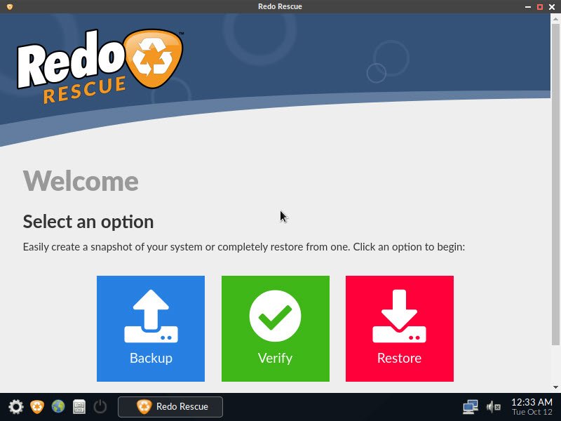 redo rescue 4.0 interface